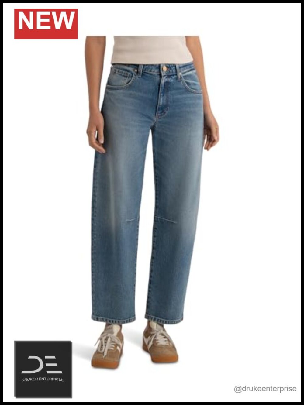 High-Rise Wide Leg Barrel Jeans Women Denim Cotton Stretch